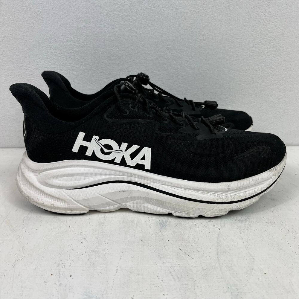 Hoka One One Men's Clifton 10 Black White 8.5D Athletic Running Shoes